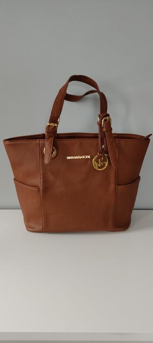 Michael Kors brązowa brąz duża torba skóra naturalna skórzana