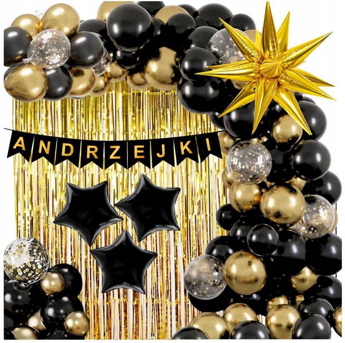 Dekoracje na ANDRZEJKI Balony Girlanda Napis Kurtyna Zestaw x93