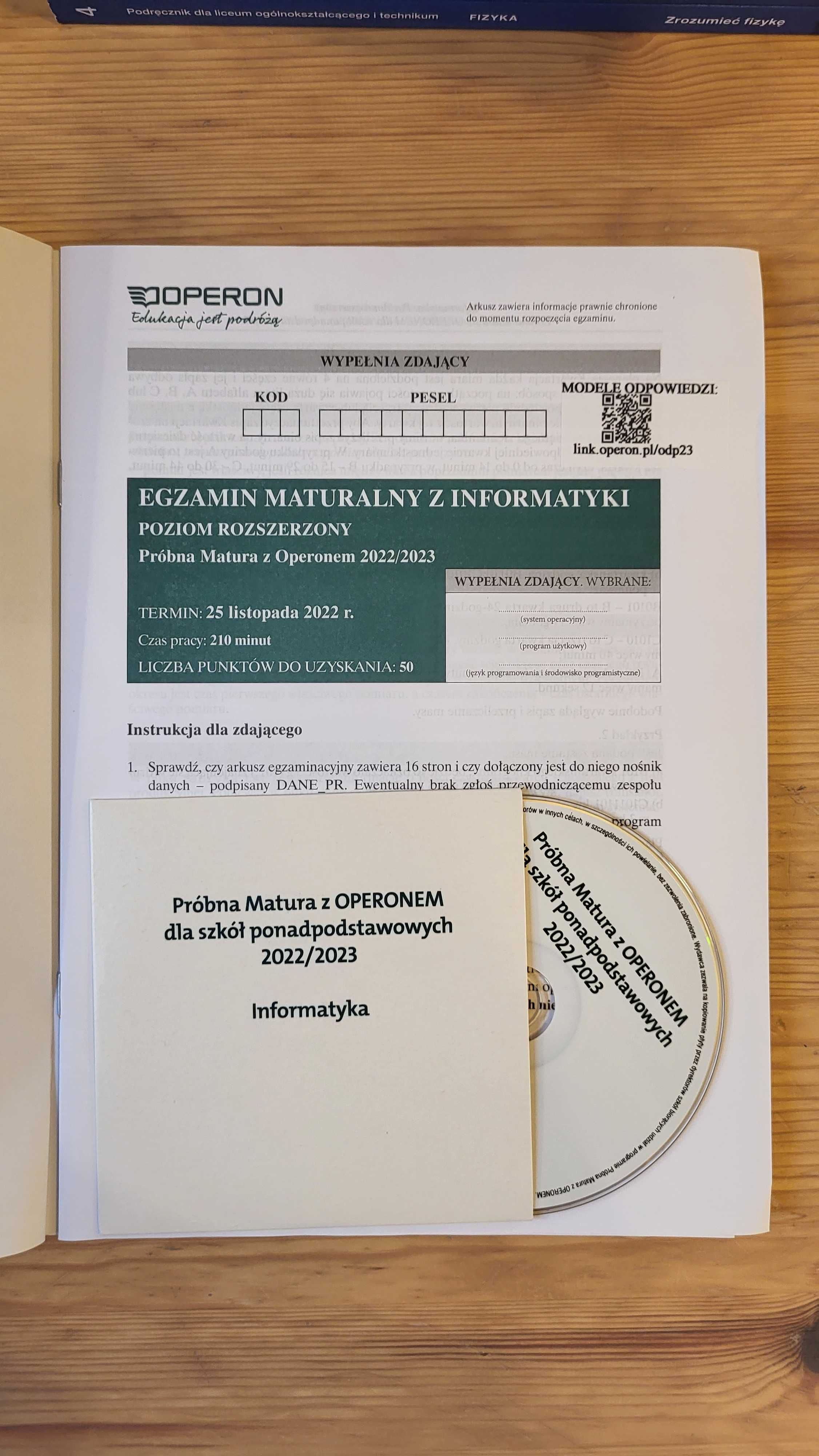 Arkusze maturalne Informatyka OPERON (Nowa Matura) Zakres Rozszerzony