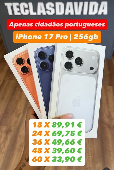 Iphones 17 pro max 17 pro air as prestações desde 40€ mês