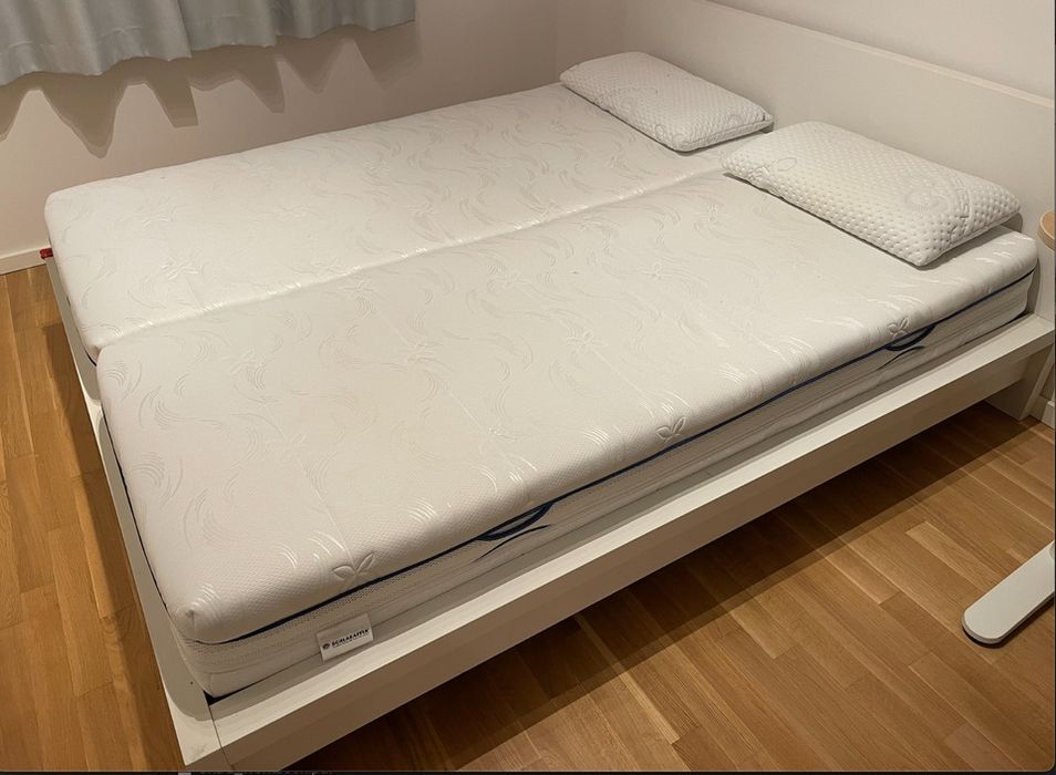 Ładne białe łóżko Ikea malm 160x200 i dwa stelaże tanio