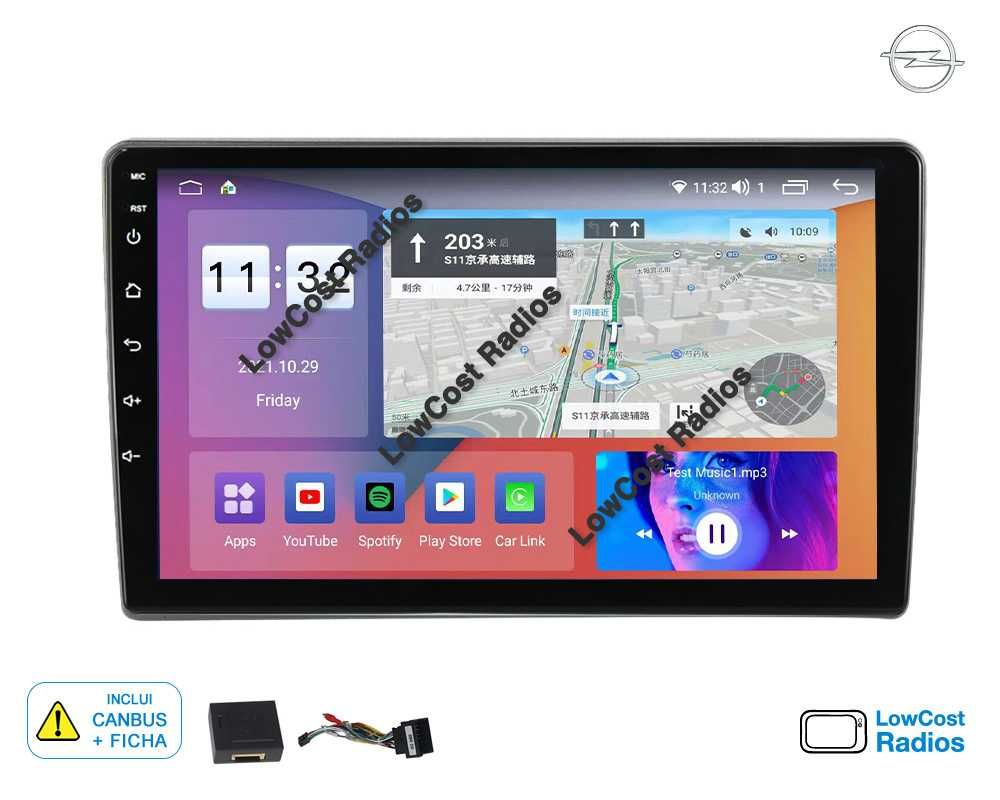 Auto Rádio ANDROID GPS OPEL 9 Poleg. • BT • USB • ASTRA, Corsa, Vectra