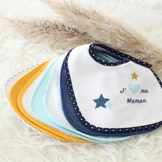 Zestaw 7 Śliniaków Dla Niemowląt TROIS KILOS SEPT Wodoodporne 0-4M