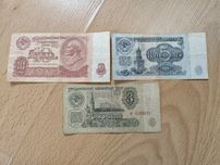 Banknoty ZSRR Rosja 3 , 5 , 10 Rubli , Ruble CCCP 1961r Zestaw