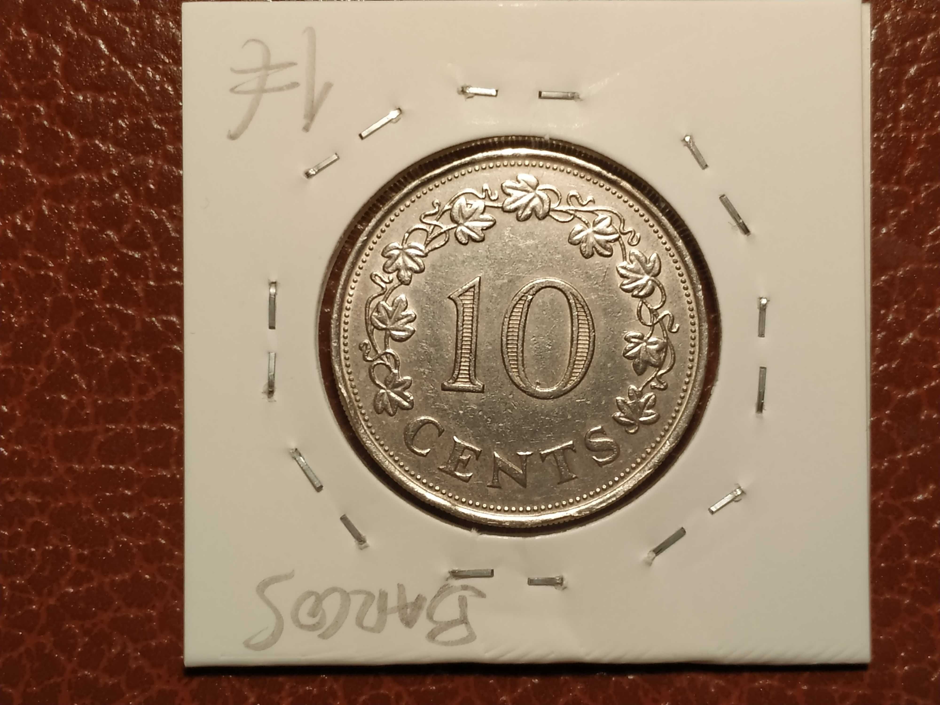 Malta - moeda de 10 cents de 1972 (barcos)