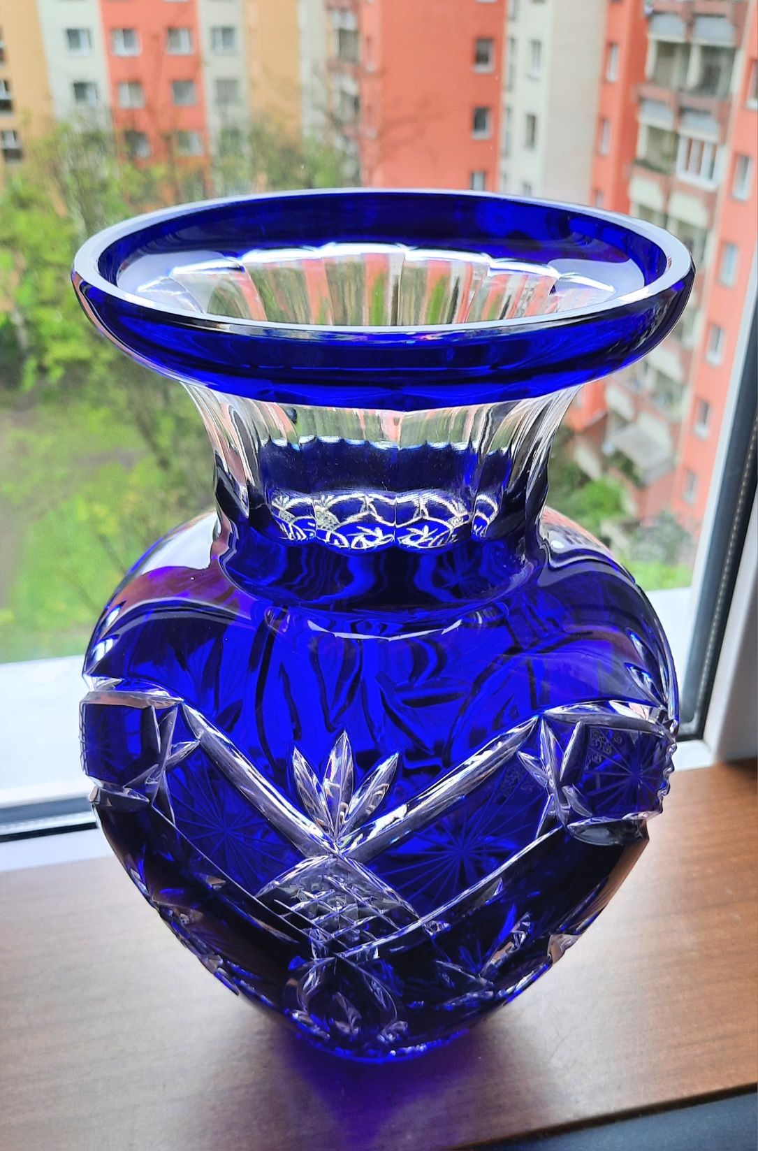Piękny, duży, wazon kryształowy PRL.