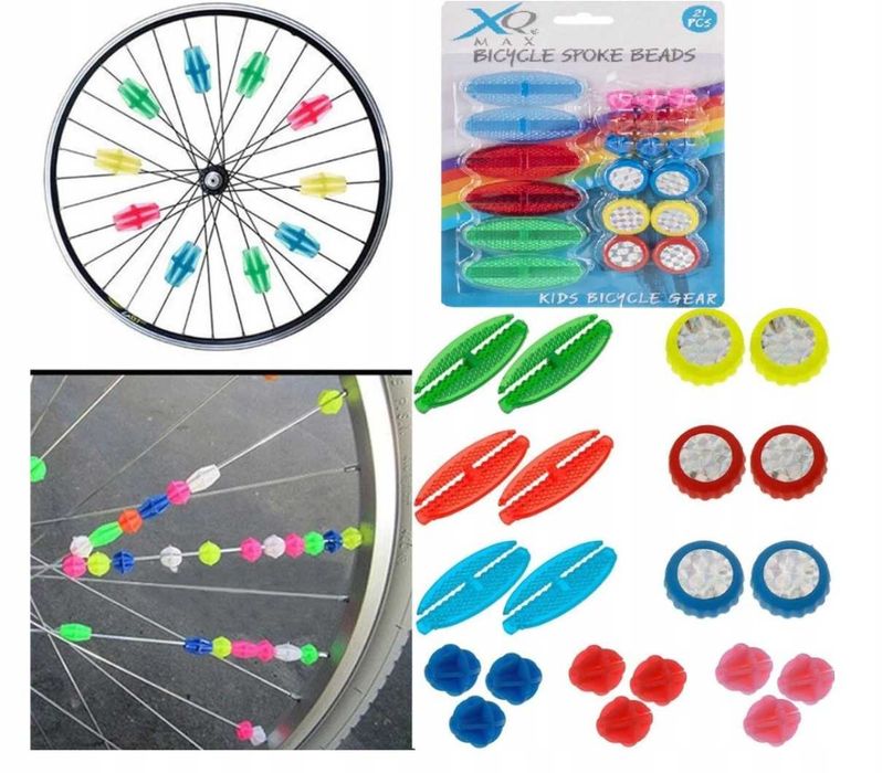 Zestaw koralików na szprychy roweru 21 sztuk