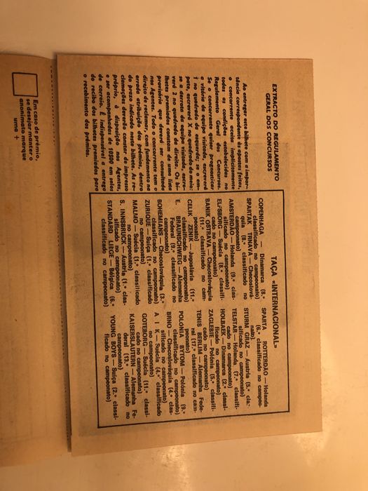 Boletim Totobola - 1975 - Taça Internacional - Novo