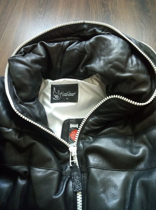 Кожаная куртка стеганая утепленная пуховик Rica Donna р. S-M