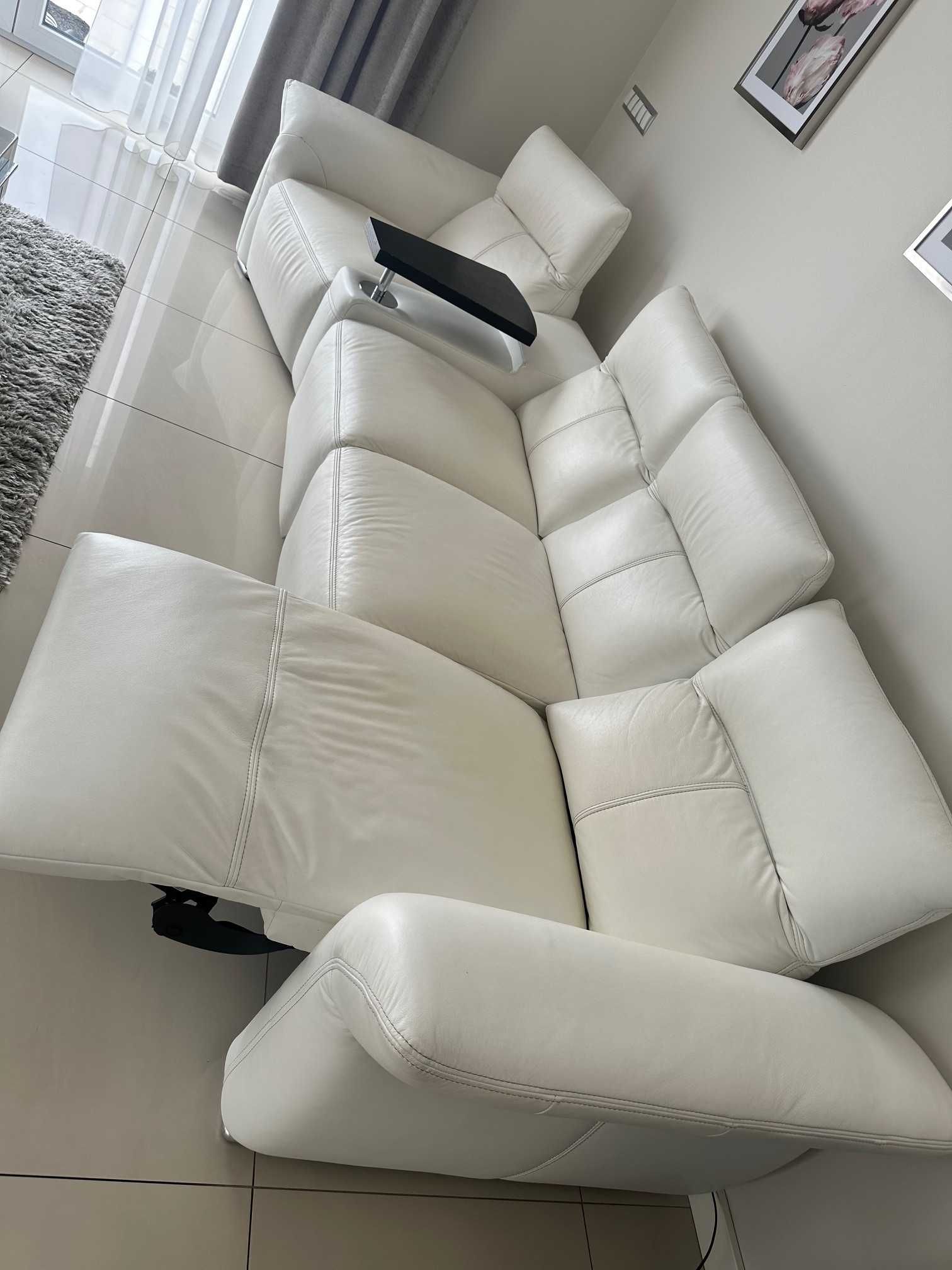 Wypoczynek sofa skóra biała
