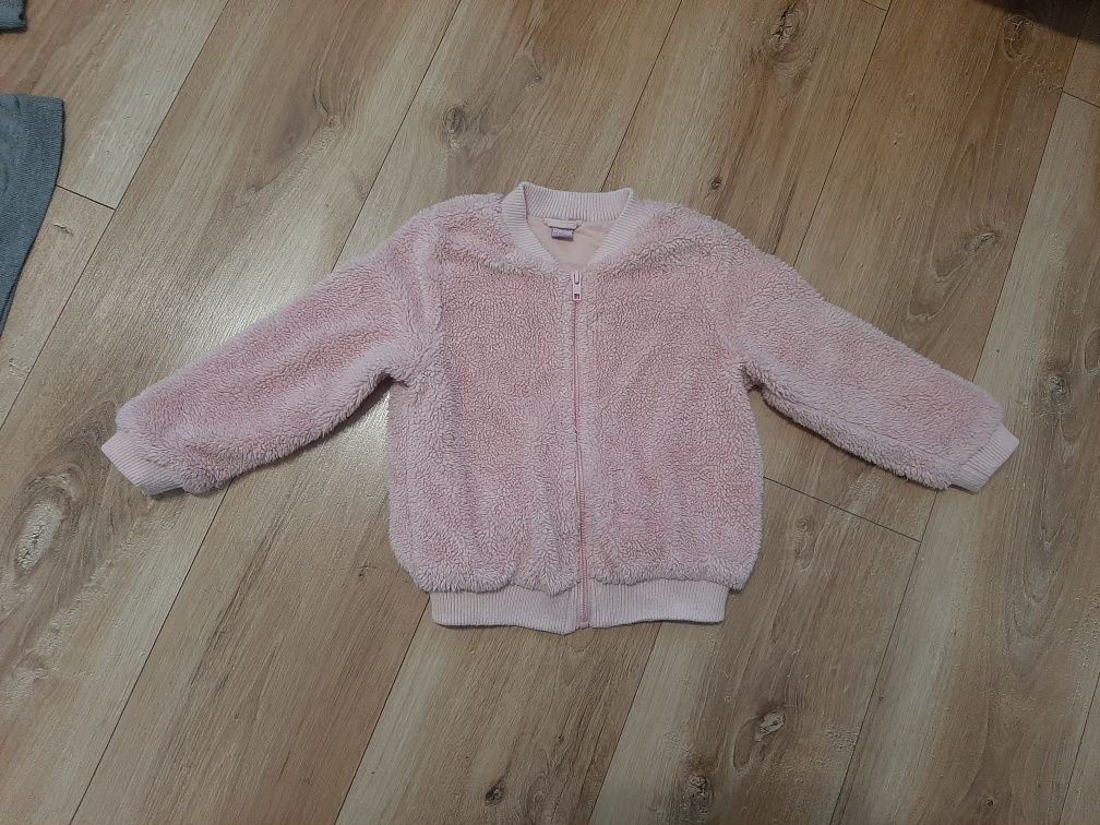Bluza 104 dopodopo wiosna pudrowy róż futerko jak kurtka dziewczynka r