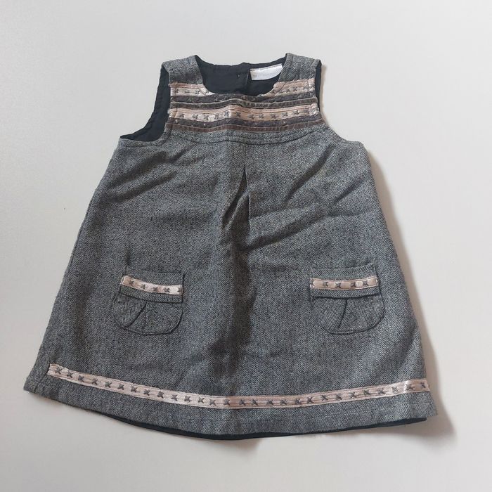 Elegancka szara sukienka dla dziewczynki 9-12 miesięcy 80 na święta