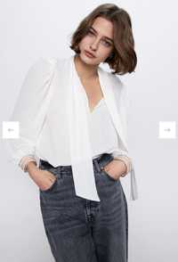 Шифоновая блуза Zara молочная с вишивкою