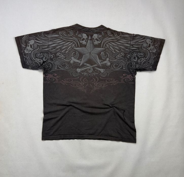 Koszulka Liquid Blue Skull Gothic Affliction Over Print Vintage 90’s