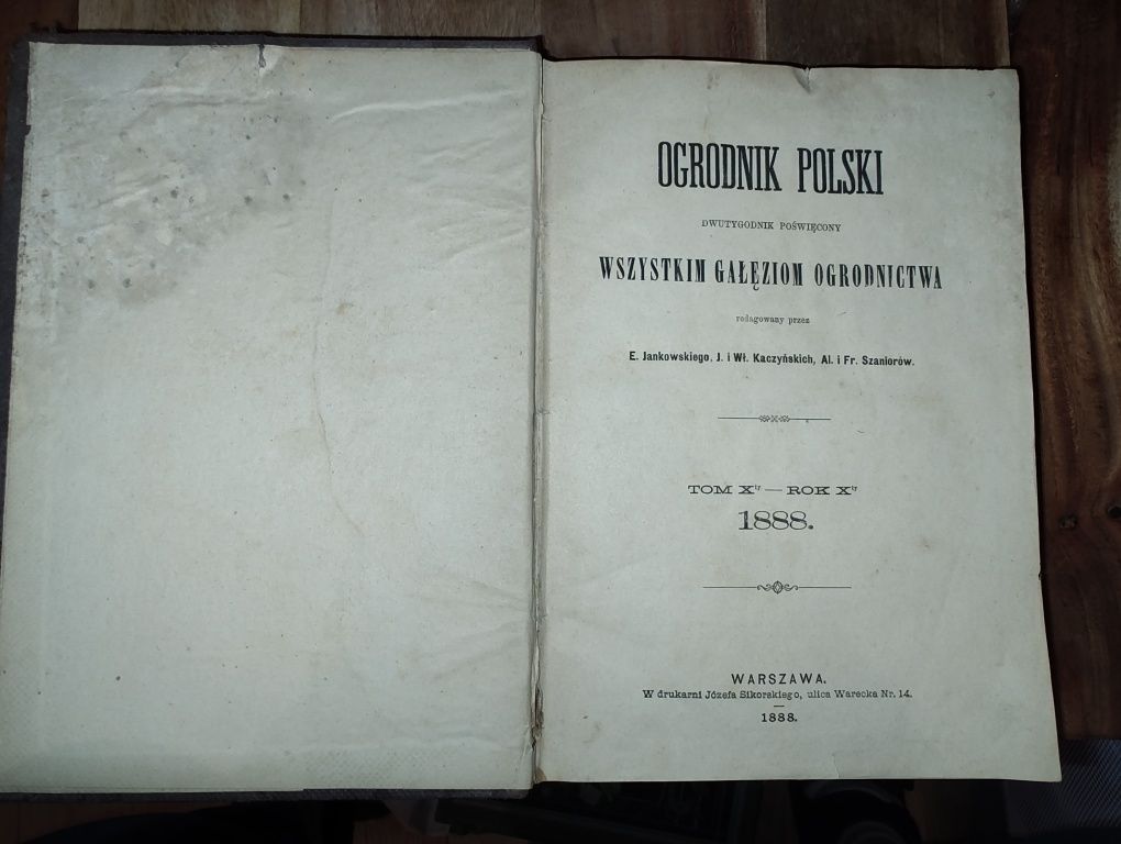 Ogrodnik Polski Tom X- Rok X 1888 r.