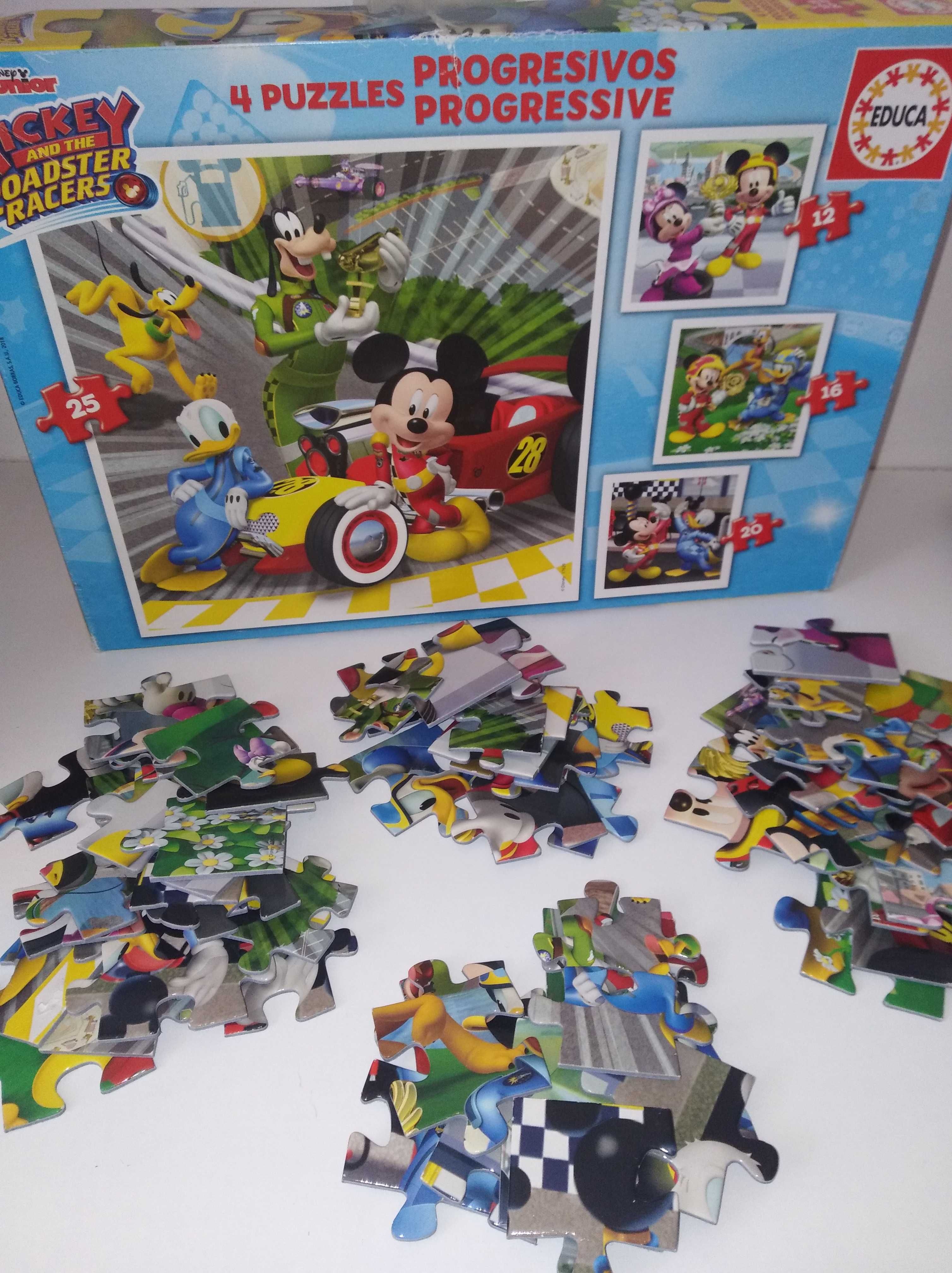 4 PUZZLES progressivos Disney Junior Mickey Roadster Racers