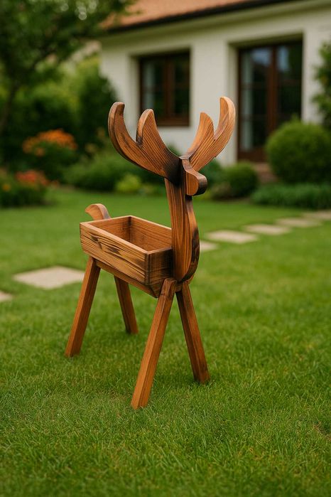 Donica kwietnik JELONEK, JELEŃ ozdoba z DREWNA na prezent ogród dom