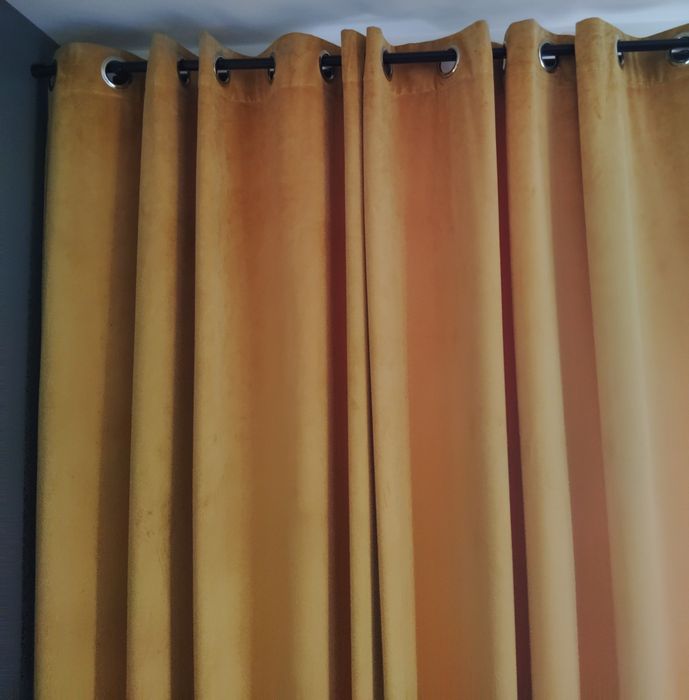 Zasłona Ria Welurowa musztardowa