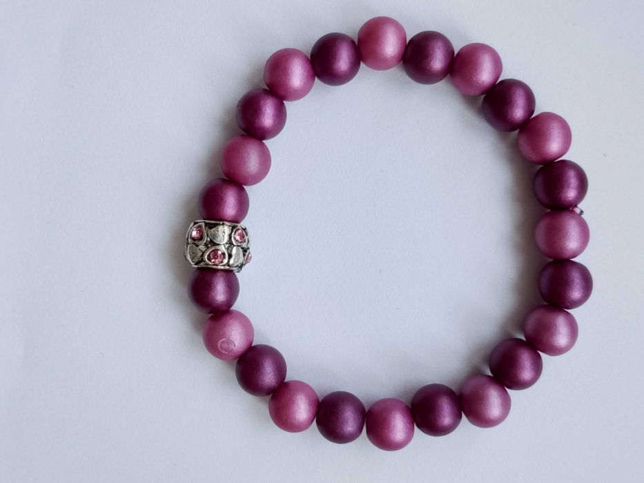 Bransoletka SERDUSZKO purpurowa hand made