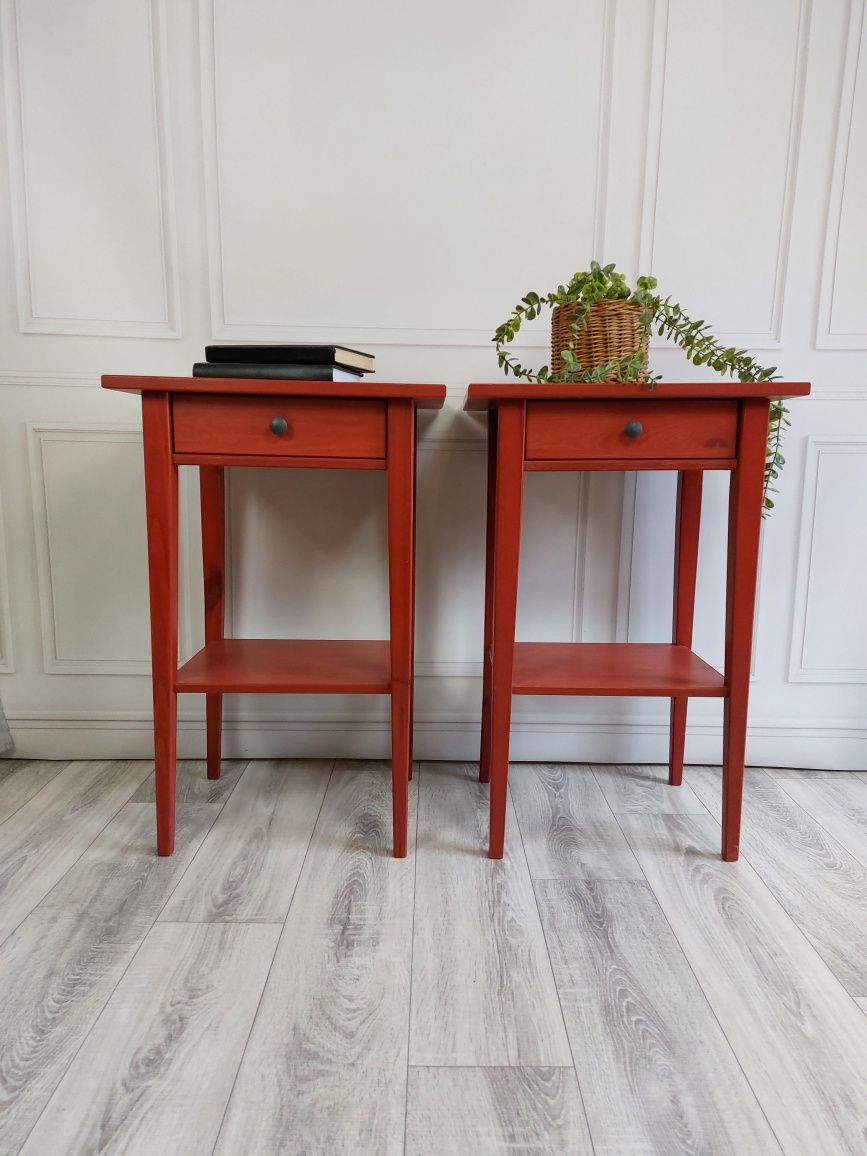 Drewniane szafki nocne Ikea Hemnes czerwone