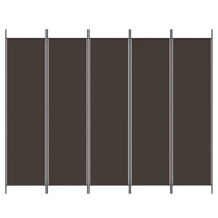 vidaXL Parawan 5-panelowy, brązowy, 250x200 cm, tkanina