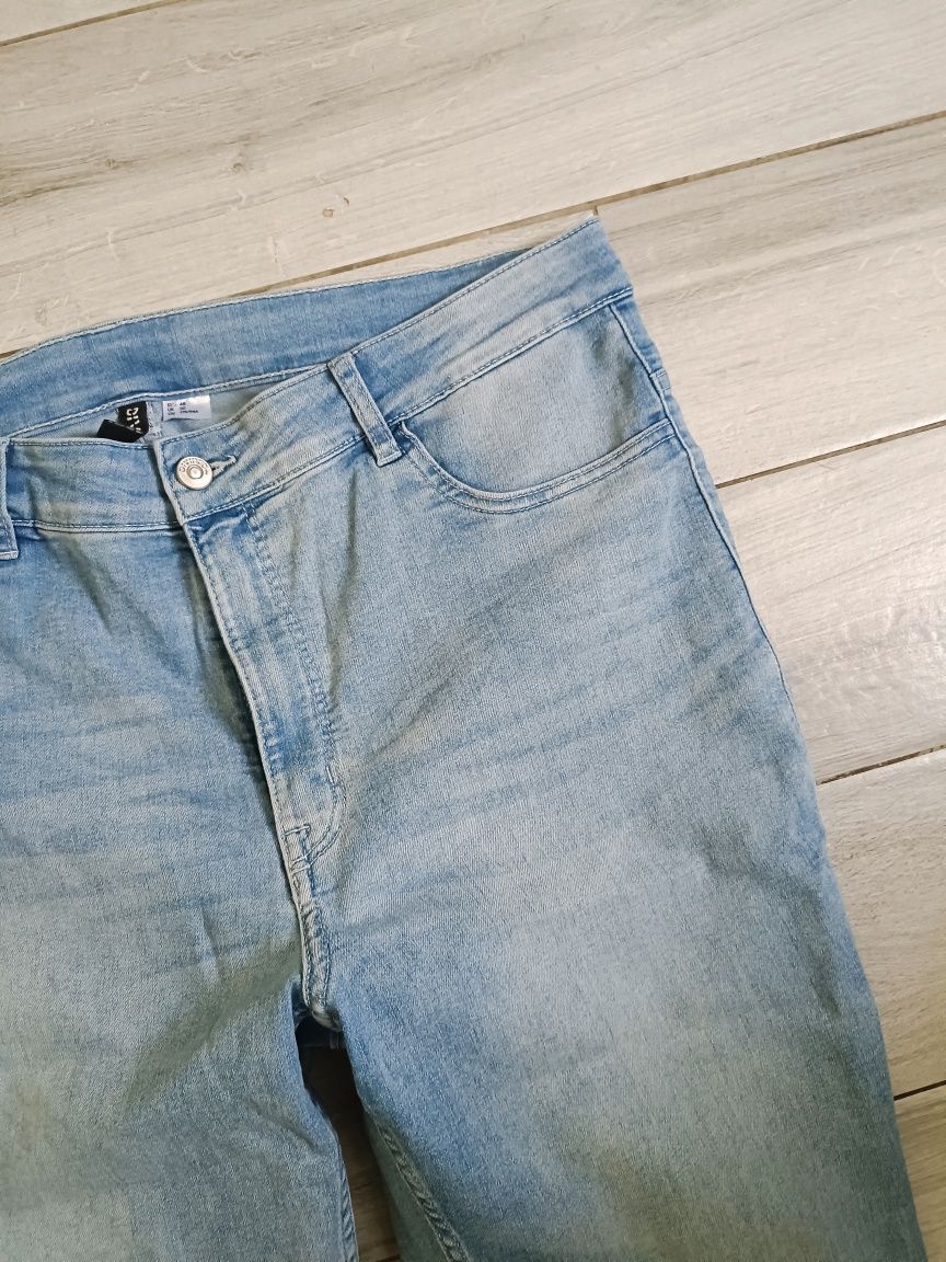 Jeansy H&M wysoki stan 48 elastyczne wąskie nogawki Plus size