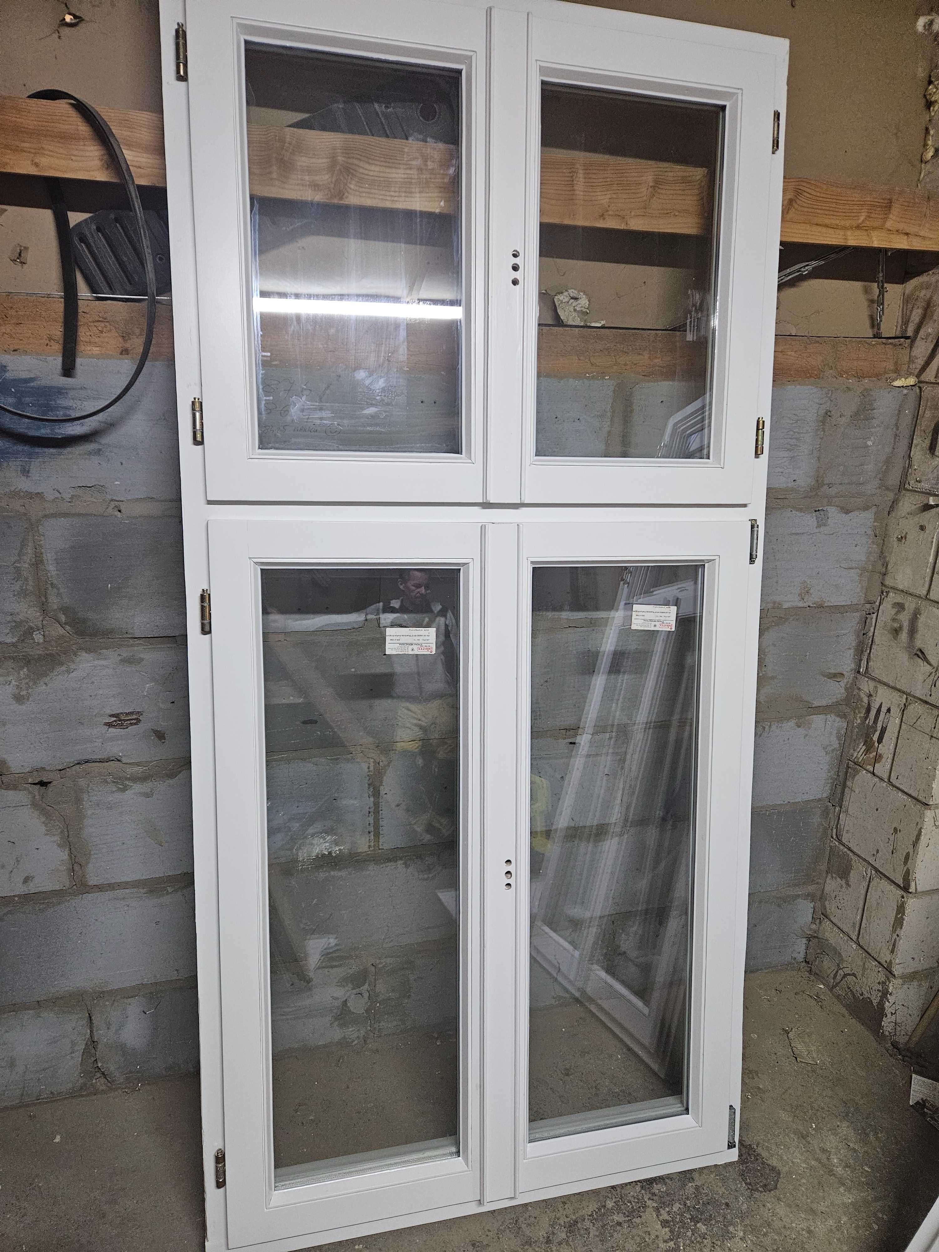 NOWE OKNA Drewniane Sosnowe Zabytkowe Czteroskrzydłowe 106x217cm 2 szt