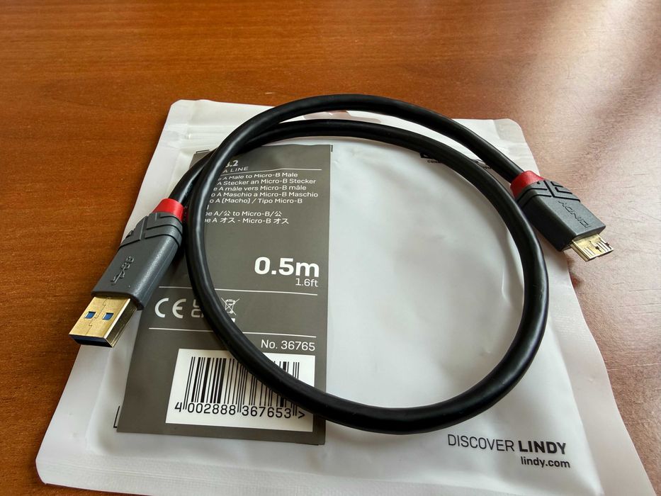 LINDY 36765 Cabo USB preto 50 cm