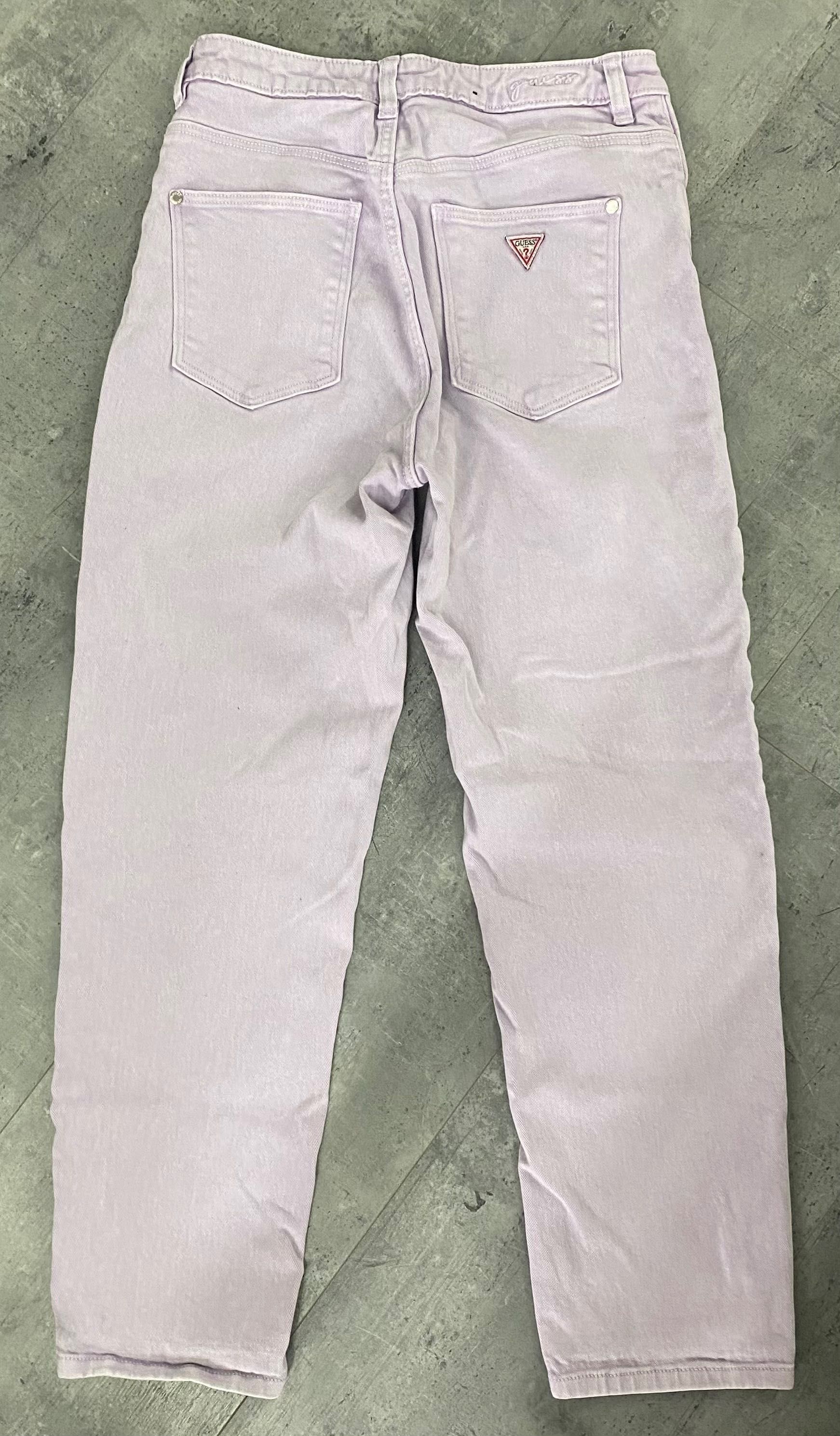 Liliowe pastelowe dżinsy mom jeans feet Guess 27 xs-s wysoki stan
