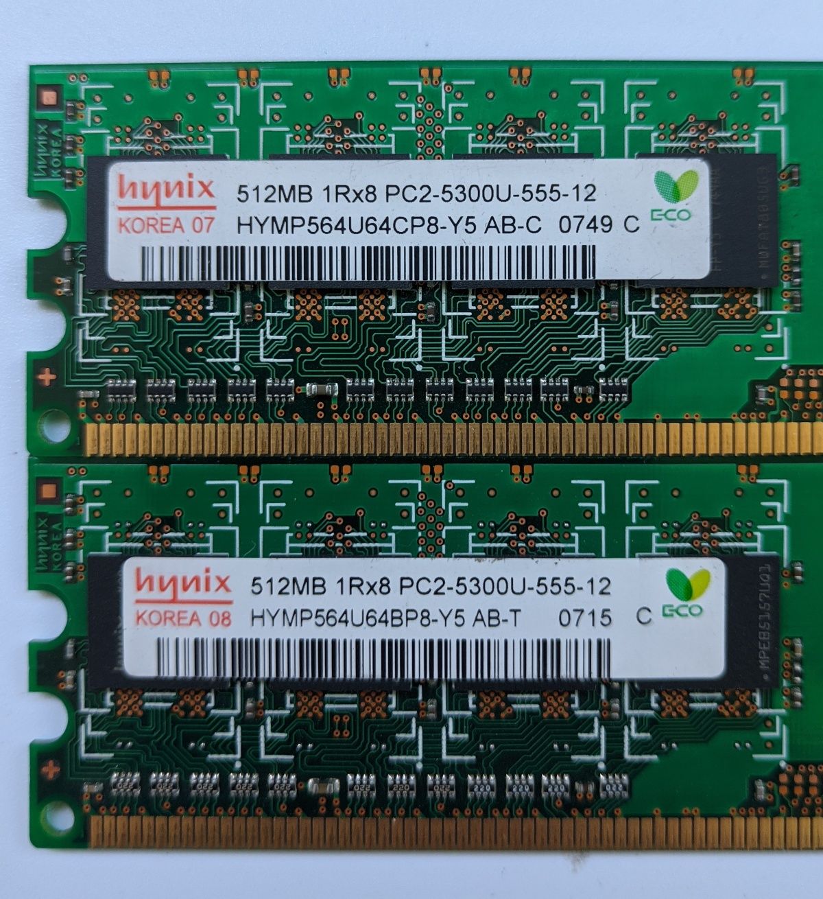 Комплект оперативної пам'яті Kingston, Samsung, Hynix DDR2 (2x512Mb)
