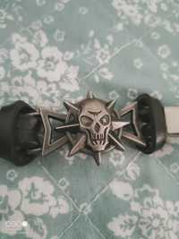 pulseira em couro heavy metal caveira