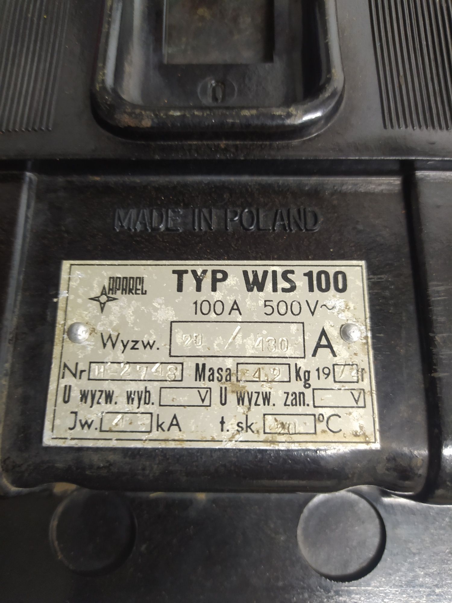 автомат TYP WIS 100A 500V