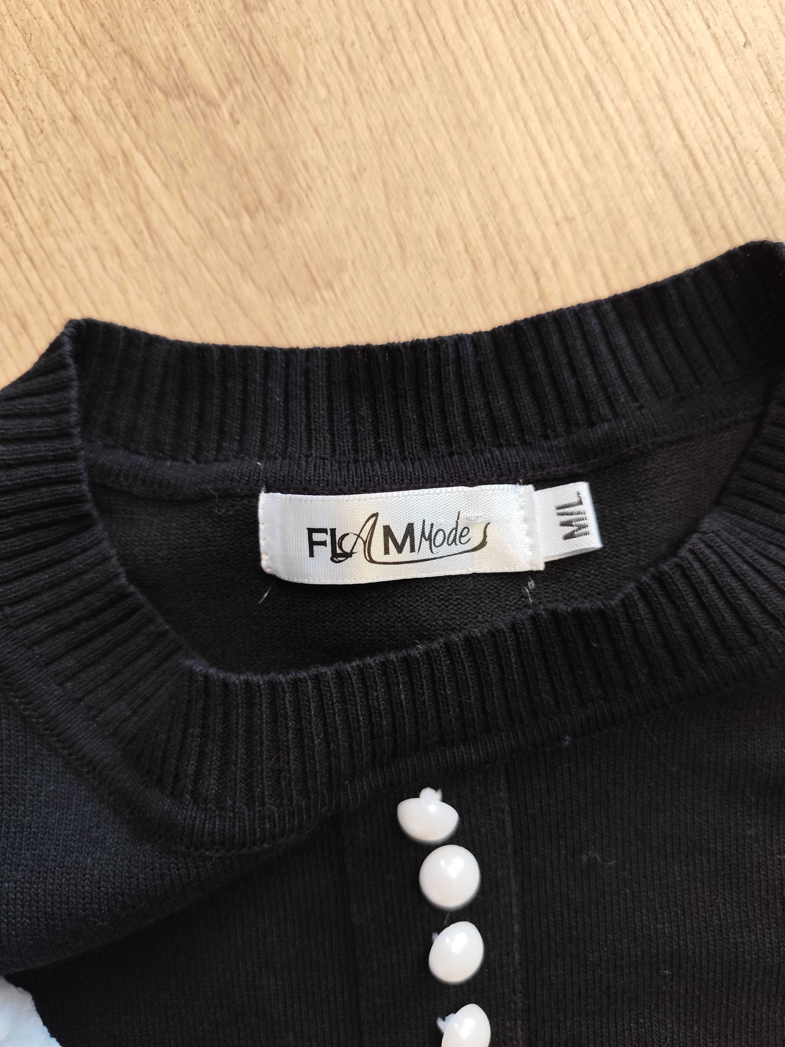 Sweter alternative, rozmiar M, czarny sweterek z białą koszulą