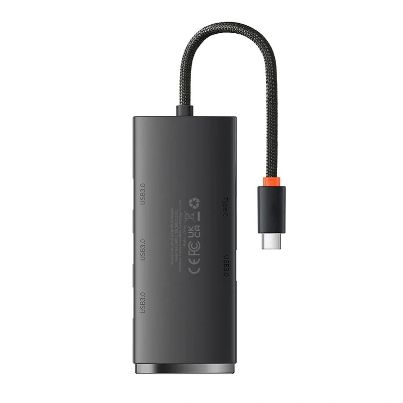 Hub Usb Baseus Lite 4X Usb 3.0 + Usb-C 5Gbps Do Laptopa Czarny