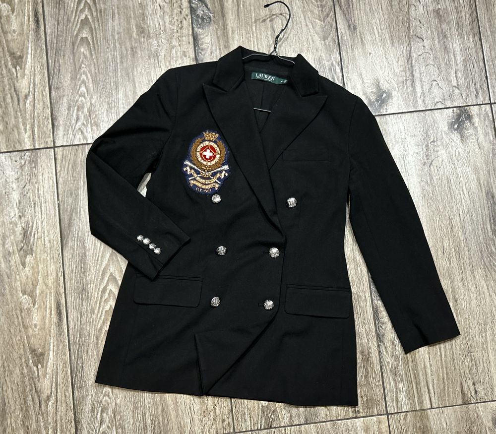 Damska marynarka dwurzędowa RALPH LAUREN Styl Marynarski roz 4