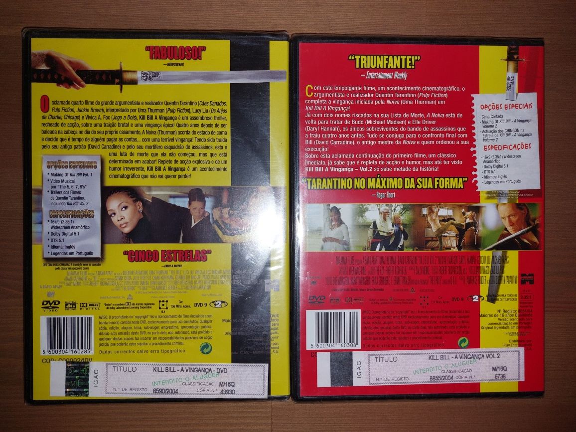 DVDs NOVOS e SELADOS - " Kill Bill a Vingança - 1 & 2 " Tarantino