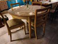 Stół i krzesła - drewniany jasny komplet prowansalski