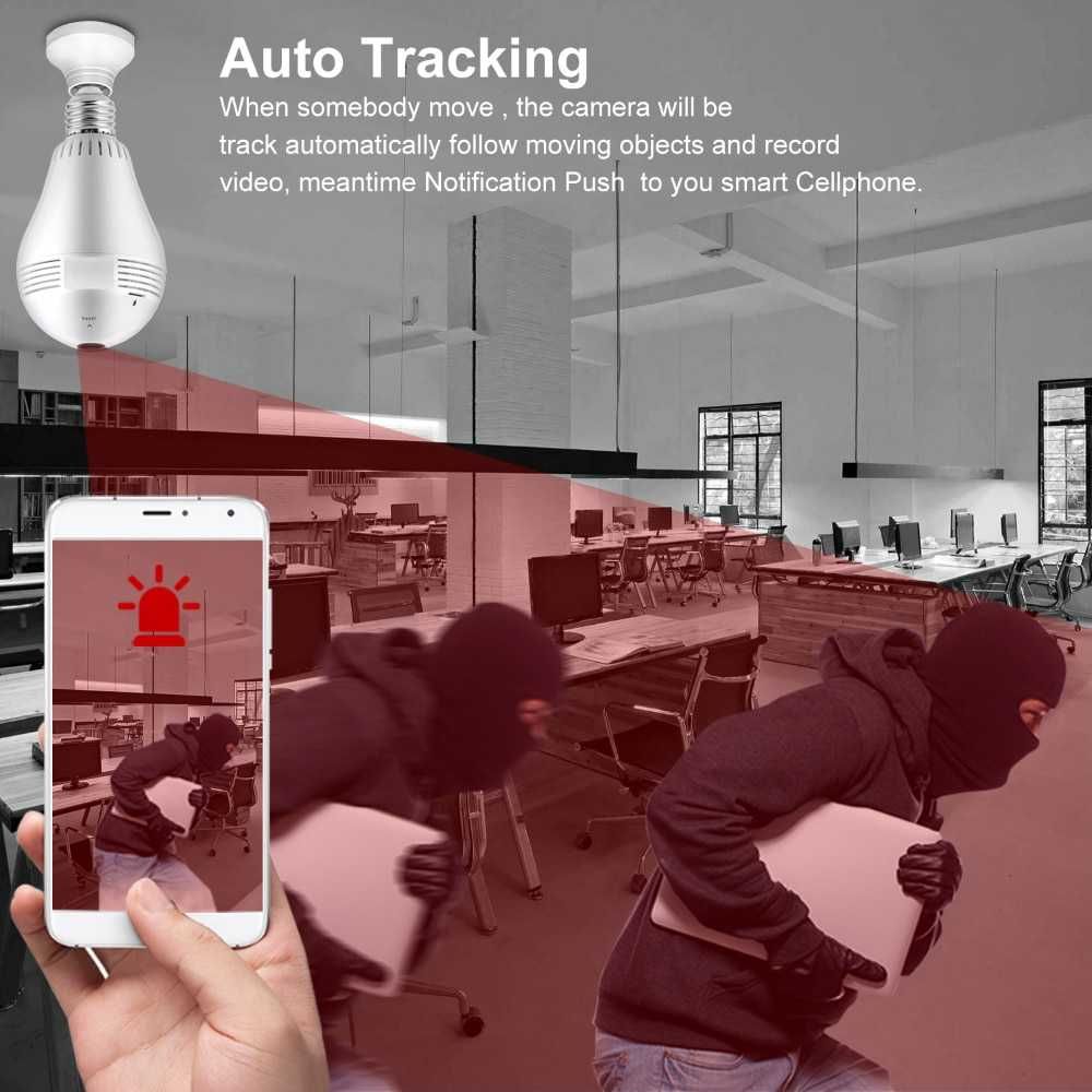 Câmara Lâmpada Espia Vigilância WIFI * 1080P 360º * APP Android IOS