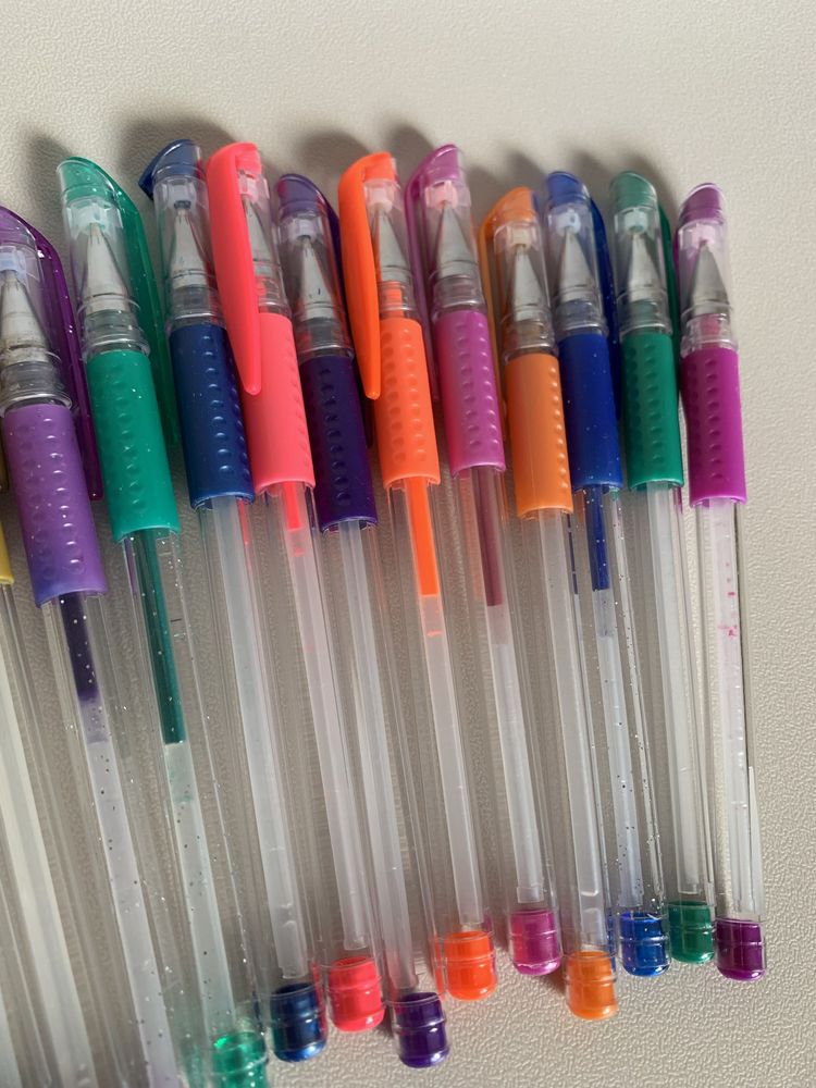 Ручки гелеві кольорові глітер неон металік 18 шт