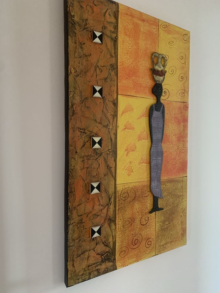 2 quadros en tons de laranja e amarelo 60cm x1m