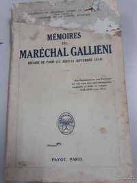 Antigo e Raro Livro Francês "Mémoires du Maréchal Gallieni" de 1928