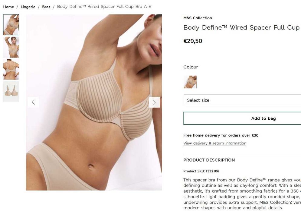 Бюстгальтер без паралона M&S Body р. 80 C