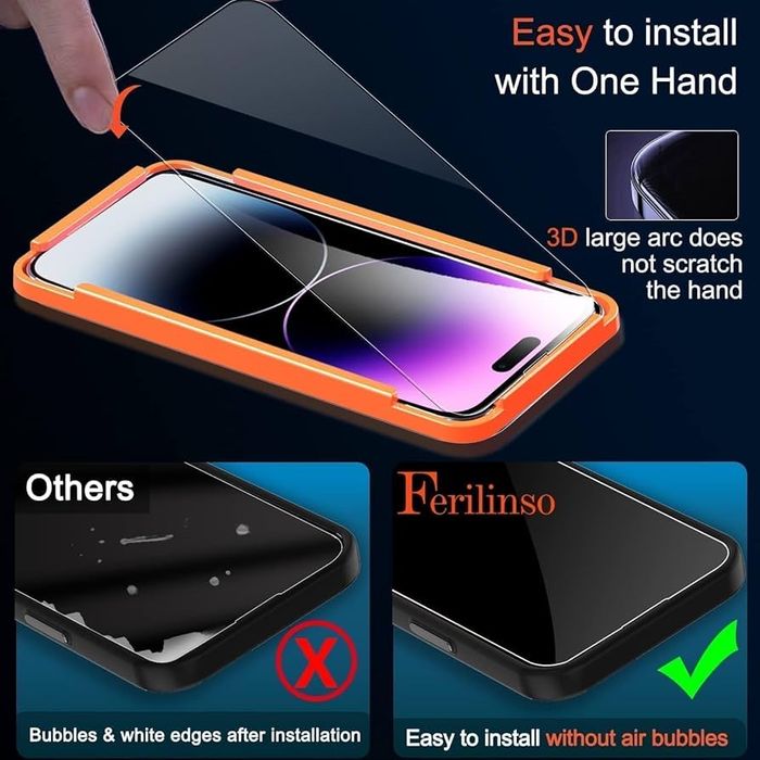Kit Ferilinso – Protetor de Ecrã e Lentes para iPhone 14 Pro (3+3)