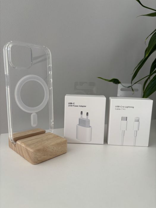 Zestaw iPhone: Ładowarka Apple + Kabel Lightning + Etui MagSafe – NOWE