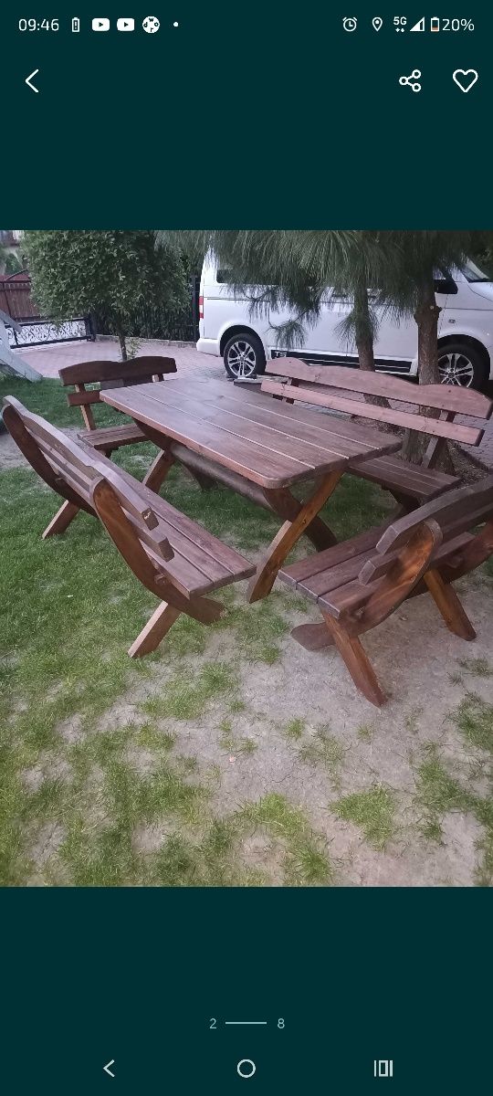 Komplet ogrodowy drewniany gruba deska