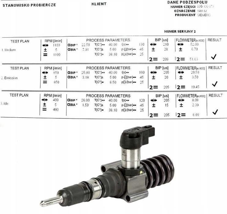 Pompowtryski. 03G.130073S 03G.130073D 2.0 TDI VW AUDI SKODA SEAT