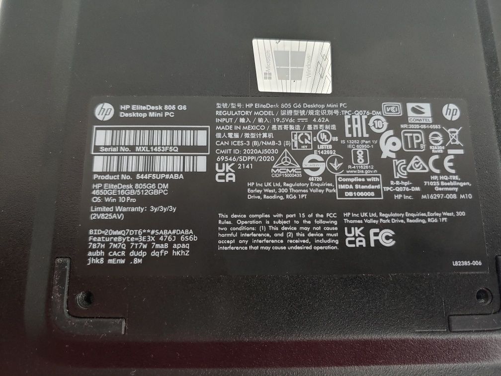 HP Elitedesk 805 g6 AMD Ryzen 5 4600G 16Gb ddr4 WiFi bt . без ssd