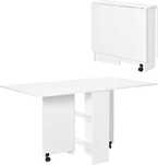 Mesa extensível dobrável de cozinha, de jantar, de apoio branca 140x75