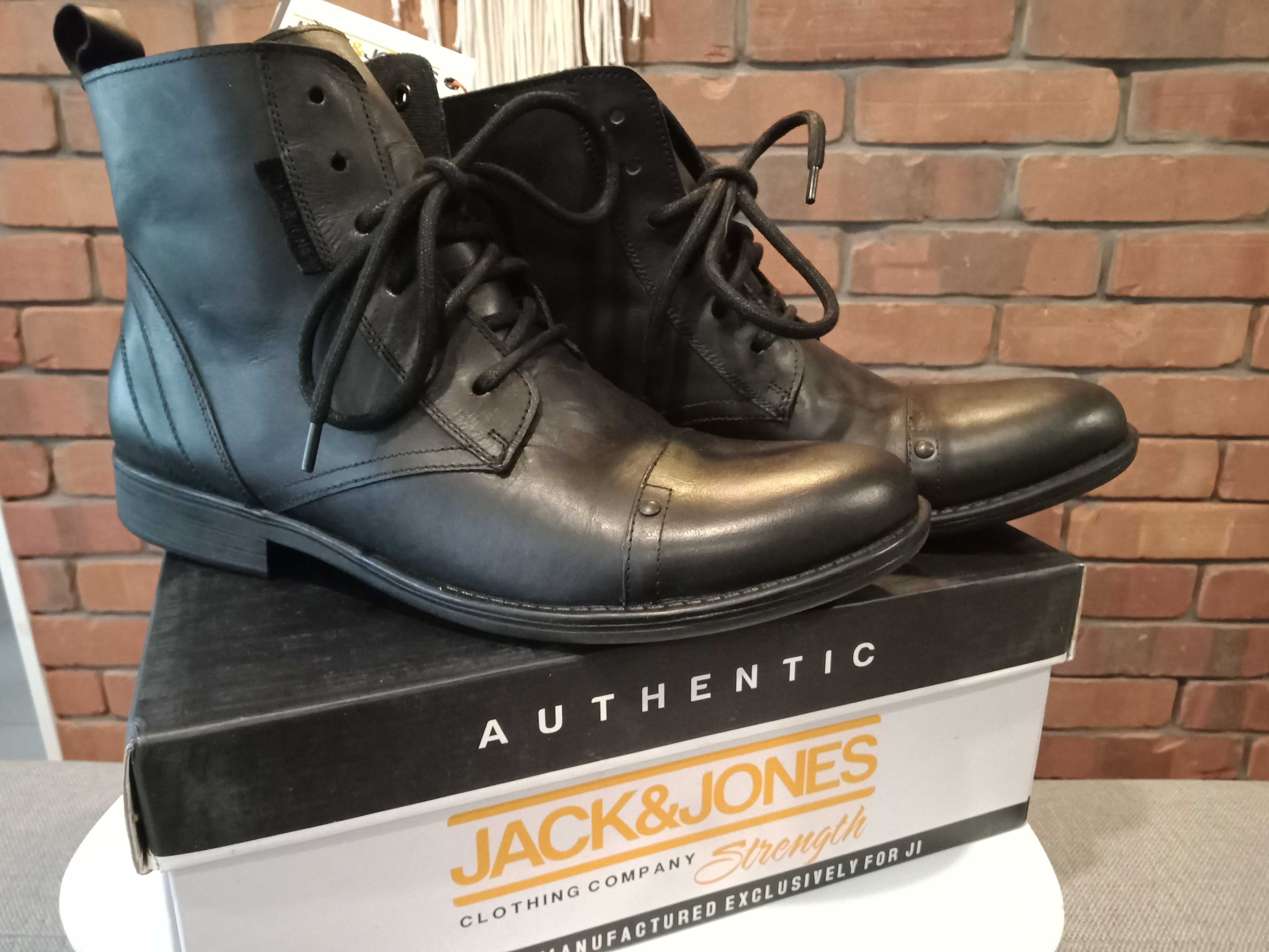 Jack & Jones NOWE skóra naturalna, premium, rozmiar 45 (30 cm) pudełko