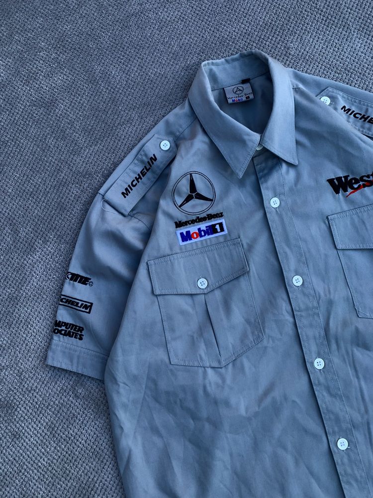 Mercedes Benz Vintage Racing Shirt 90s Size:L-XL Сорочка рубашка F1